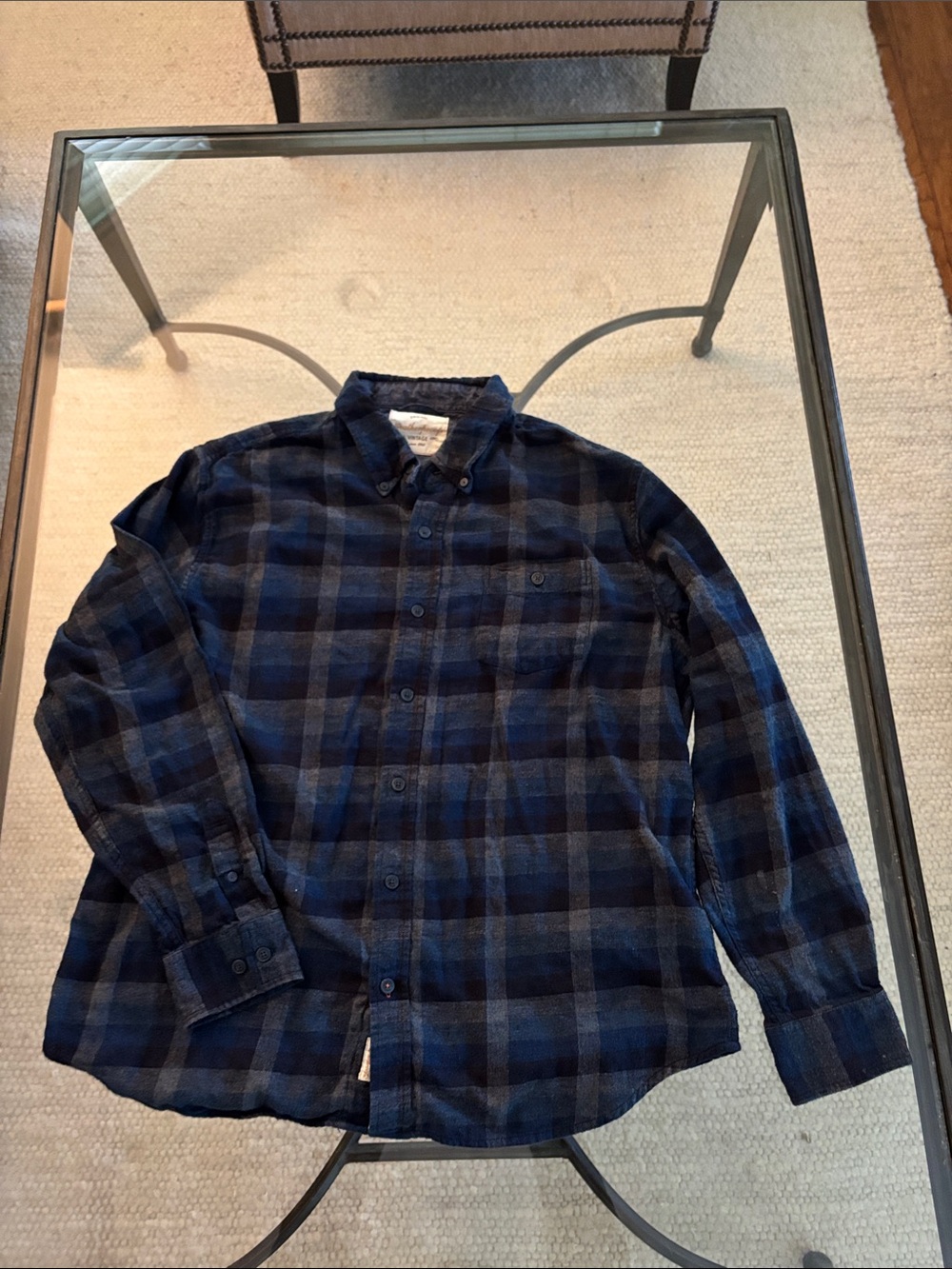 Weatherproof Men's Navy and Black Plaid Button-Down Shirt